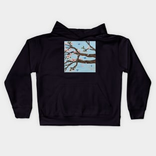 almond tree branches in bloom Kids Hoodie